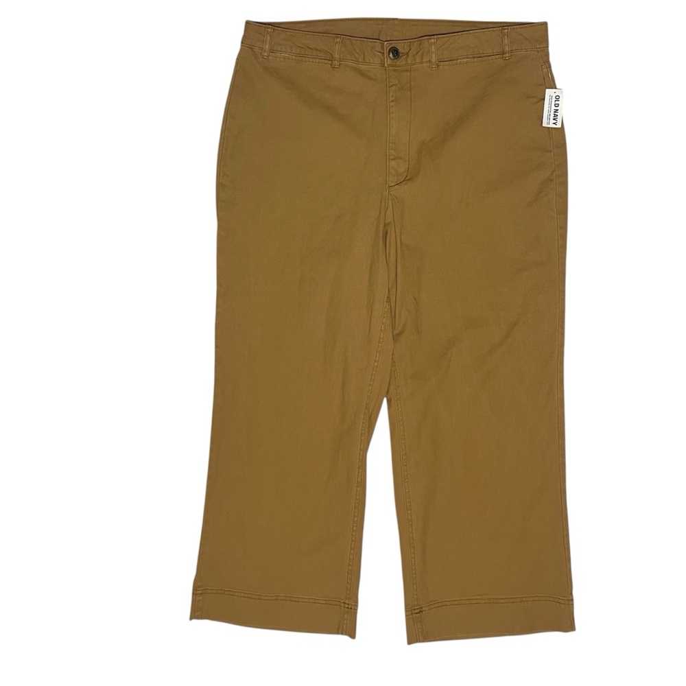 Old Navy Womens Camel Tan Wide Leg Pants Chino Flare Size 16 Flat Front NWT